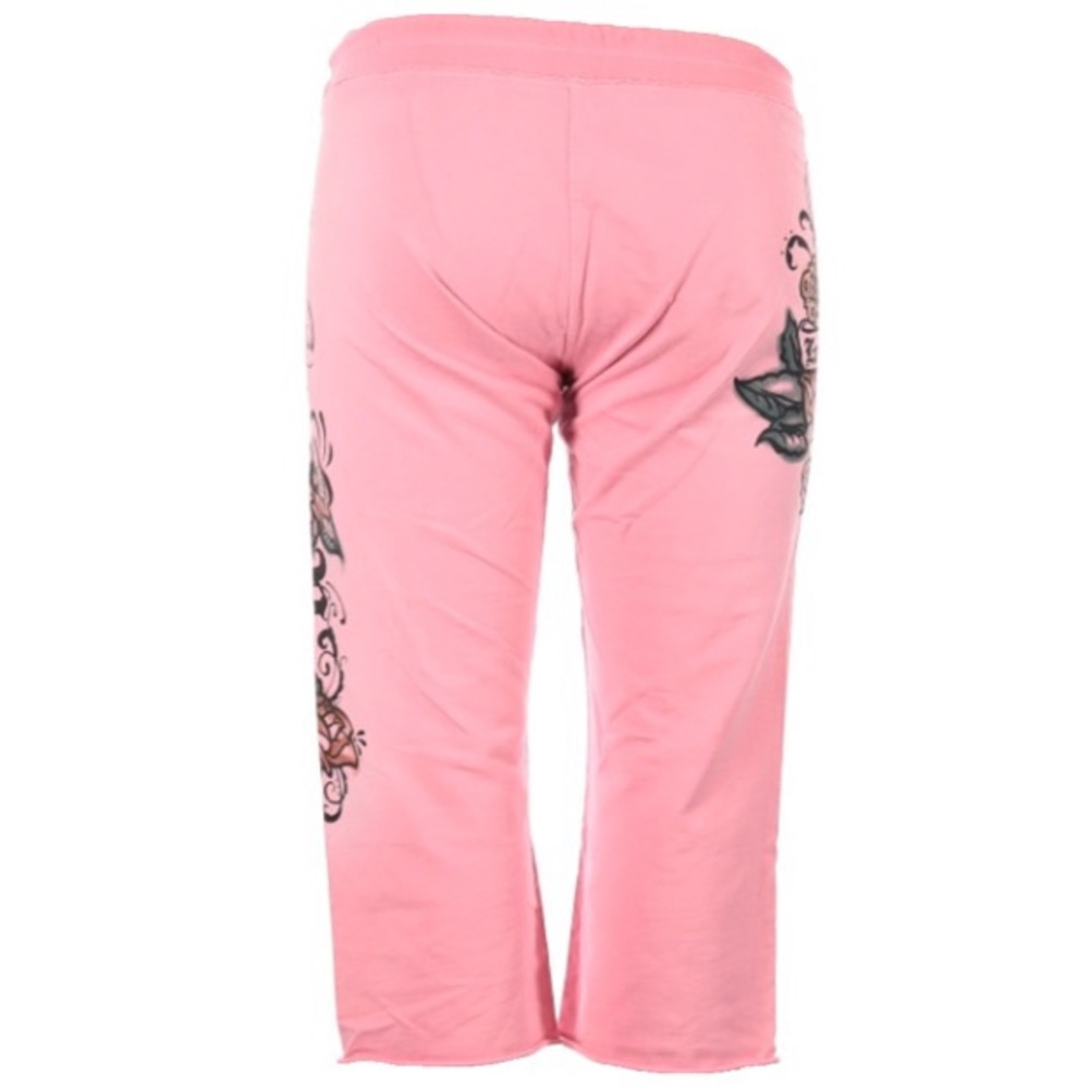 HTF: Lucky Brand ☘︎︎ Tattoo Skull Los Angeles Cropped Sweatpants ☘︎︎ Pink Ombre - Picture 3 of 17